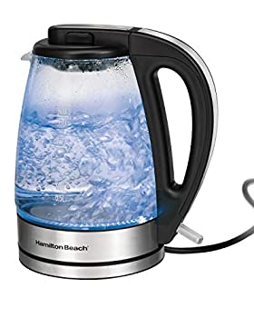 【中古】（非常に良い）Hamilton Beach 40941 ガラス電気ケトル 6プログラム温度設定 1.7リットル ステンレススチール A シルバー 40865