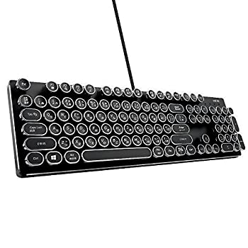 【中古】HKW タイプライター風メカニカルキーボード 青軸 104キー USB有線 日本語キーボード｜GoodLifeStore 14,818円