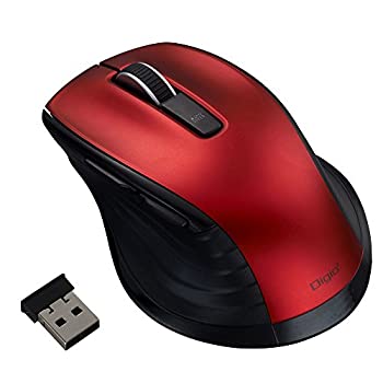【中古】（非常に良い）Digio2 F_line 5ボタンBlue LED マウス 無線 静音 レッド 48405