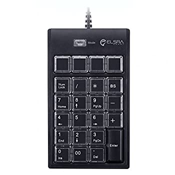 【中古】（非常に良い）elsra USB有線テンキーパッドプログラミングControlPadブラックpk-2068キー、2-levelプログラム可能、2?USBハブ(23?) for Windows OS