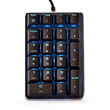 【中古】（非常に良い）Qisan 機械式数字 キーパッド GATERON ブラウンスイッチ 有線 アイスブルー バックライト ゲーム キーパッド 21 キー ミニ ナンパード ポータブ