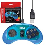 【中古】（非常に良い）retri-bit SEGA メガドライブ 8ボタン アーケードUSBパッド クリアブルー