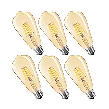 【中古】（非常に良い）ST64 フィラメント LED電球 エジソンランプ E26口金 (6W) 50W形相当 電球色相当2700K 広配光タイプ 360度発光 LED電球 茶色 クラシック レトロ電