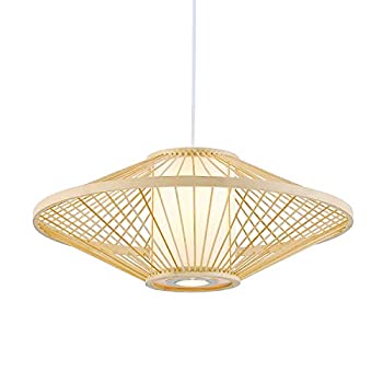 【中古】KY LEE 竹ペンダントライト LED 電球　 1灯 和風 ～5畳対応 常夜灯付き 天井照明 おしゃれ ダイニング用 食卓用 西海岸