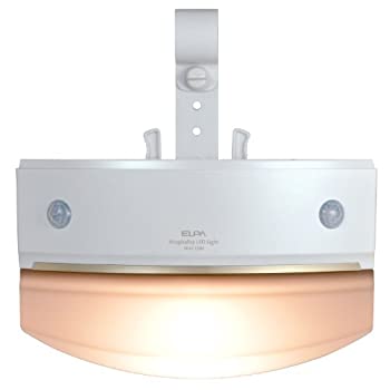 【中古】（非常に良い）ELPA センサーライト もてなしのあかり 乾電池式 階段・手すりにおすすめ 転倒防止策に 電球色LED HLH-1204(PW)