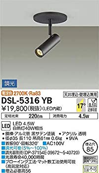 【中古】(非常に良い)大光電機 スポットライト(LED内蔵) LED 4.5W 電球色 2700K DSL-5316YB|GoodLifeStore