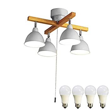 【中古】（非常に良い）神戸マザーズランプ シーリングライト 照明器具 天井照明 4灯おしゃれクロスウッドバー KMC-4321　 (ホワイト)｜GoodLifeStore