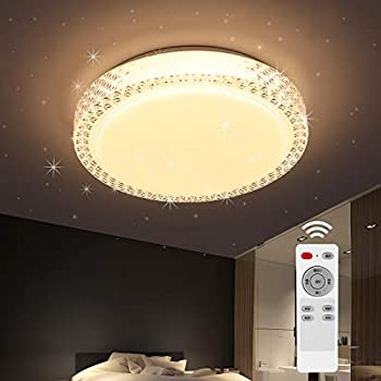 【中古】LED シーリングライト 星空効果 33W 無段階調光調色タイプ ~8畳 常夜灯 モード メモリ機能 照明器具 電球色 昼光色 PSE認証済 (33W 調光調色 リ