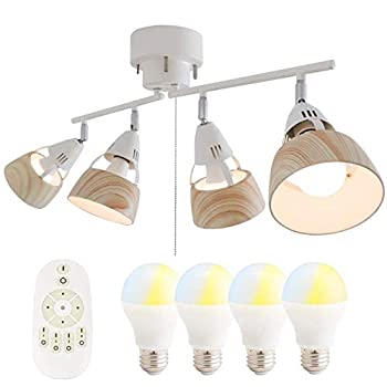 【中古】共同照明 シーリングライト 4灯 調光 調色 LED電球60W形付き リモコン操作 ナチュラル GT-DJ-4QW-9WT-2 シーリングスポットライト E26 角度調節