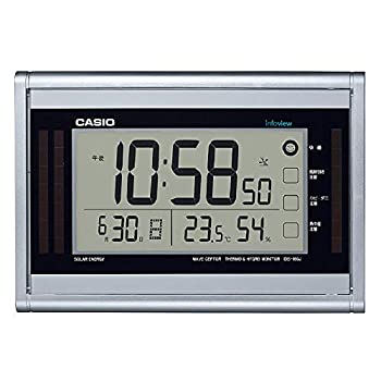 【中古】（人並み外れたに似つかわしい）CASIO(カシオ) 置き時計 電磁波 ソーラー デジタル ウェーブセプター 置き掛け兼用 生きて行く周囲の状況 熱度 湿度 暦 見せびらかす しろがね色 IDS-160J-8JF