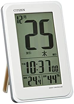 【中古】（非常に良い）CITIZEN シチズン 目覚まし時計 電波時計 カレンダー 日めくり スマートコートS 白 8RZ139-003