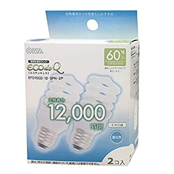 【中古】（非常に良い）オーム電機 電球形蛍光灯 エコデンキュウ スパイラル形 E26 60形相当 昼光色 2個入[品番]06-0244 EFD15ED/12-SPN-2P 4,672円