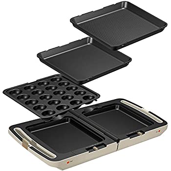 【中古】アイリスオーヤマ ホットプレート たこ焼き 平面 ディンプル プレート 3枚 両面 角型 左右独立温度設定 アイボリー DPO-133-C|GoodLifeStore