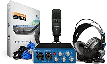 【中古】（非常に良い）PreSonus AudioBox 96スタジオUSB 2.0レコーディングバンドル、インターフェイス、ヘッドフォン、マイク、スタジオワンソフトウェア、ブルー