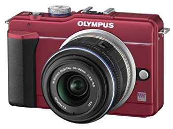 【中古】（非常に良い）OLYMPUS ミラーレス一眼 E-PL1s レンズキット レッド E-PL1s LKIT RED