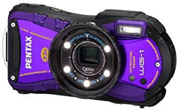 【中古】PENTAX 防水デジタルカメラOptio WG-1パープル 約1400万画素 広角28mm 光学5倍 CALSモード 10ｍ防水 超解像 1ｃｍマクロ OPTIOWG-1PU｜GoodLifeStore