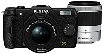 【中古】（非常に良い）PENTAX ミラーレス一眼 Q7 ダブルズームキット [標準ズーム 02 STANDARD ZOOM ・望遠ズーム 06 TELEPHOTO ZOOM] ブラック Q7 BLACK WZOOM KIT 10