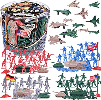 【中古】(未使用品)Action Figures Army Men Soldier Bucket Playset with Tanks Planes Flags \u0026 More!