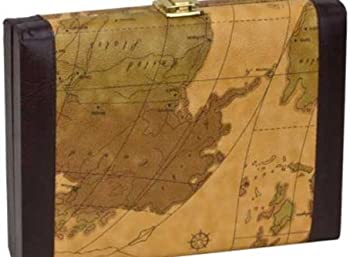 【中古】(非常に良い)9" Backgammon Set In Brown Vinyl Map Design Case|GoodLifeStore