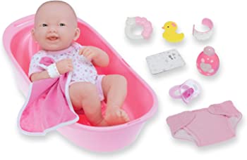 【中古】（非常に良い）[JCトイズ]JC Toys LA NEWBORN 8 Piece Deluxe BATHTUB GIFT SET, featuring 14 LifeLike All Vinyl Smiling Baby Newborn Doll, Pink 18570 [並｜GoodLifeStore 15,861円
