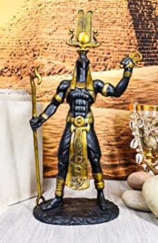 【中古】（非常に良い）古代エジプト トキの頭を持つイビズ神 高さ約30cm 彫像/EGYPTIAN IBIS HEADED THOTH HOLDING WAS AND ANKH 12" STATUE MAGIC TECHNOLOGY(並行輸｜GoodLifeStore