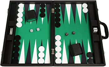 【中古】（人並み外れたに好いたらしい）19-inch Premium Backgammon Set - Large Size - Black Board, Green Playing Surface, Black and White Points