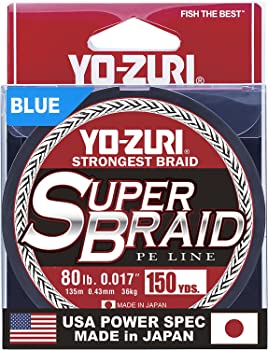 【中古】（人並み外れたに似つかわしい）Yo-Zuri スーパーブレイド 150yd フローティング編組 青み 80英国ポンド