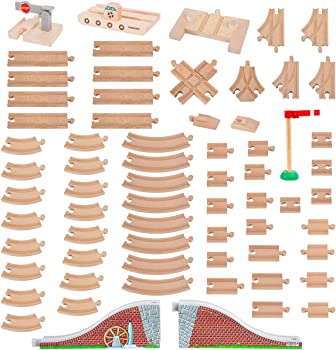 【中古】（人並み外れたに好いたらしい）Orbrium Toys 68 Pcs Premium Wooden Train Track Expansion Pack