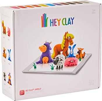 【中古】(Animals) - HEY CLAY Animals - Colourful Kids Modelling Air-Dry Clay, 18 Cans with Fun Interactive App