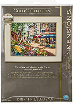 【お値下げ中】クロスステッチ　完成品　ディメンジョンズ　パリの花市 楽天市場】【中古】ディメンジョンズ クロスステッチ 刺繍キット