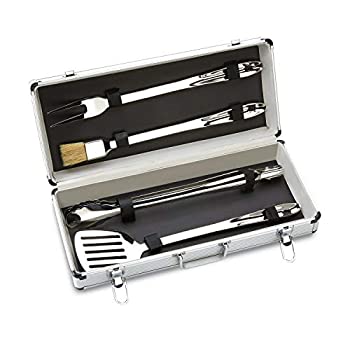 【中古】（非常に良い）All-Clad T147 Stainless Steel Tongs Spatula Fork and Brush BBQ Tools Cookware Set 4-Piece Silver by All-Clad