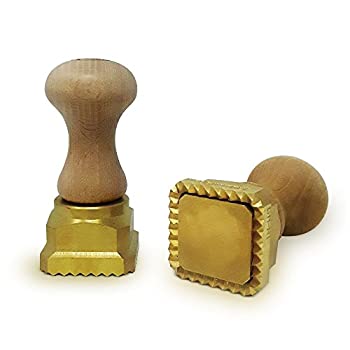 【中古】ラビオリカッター正方形Professionalラビオリスタンプin Brass and Natural Wood Made in Italy Square 45x45|GoodLifeStore
