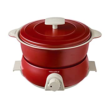 【中古】（非常に良い）recolte (レコルト)レコルト ポットデュオ フェット [ レッド/RPD-3 ] recolte POT DUO fete 電気鍋 マルチクッカー 赤 本体(収納時)：(約)幅24.