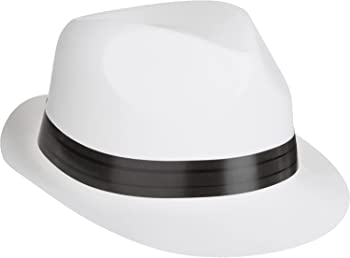 【中古】（非常に良い）[Beistle] 中折れ帽 Velour Plastic Havana Chairman Hats 12 Piece ホワイト/ブラック One Size｜GoodLifeStore