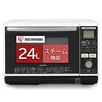 【中古】（非常に良い）アイリスオーヤマ スチームオーブンレンジ 24L タンク式 フラットテーブル ヘルツフリー 自動メニュー トースト グリル 発酵モード ホワイト MS-