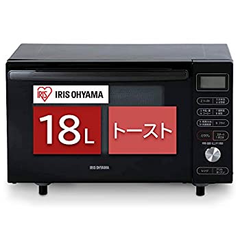 【中古】アイリスオーヤマ オーブンレンジ 18L フラットテーブル ヘルツフリー 自動メニュー トースト グリル ブラック MO-F1805-B