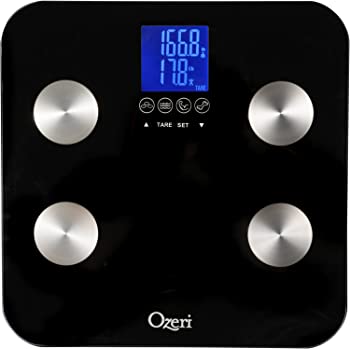 【中古】（非常に良い）【並行輸入品】Ozeri 体重計 Touch 200kg Digital Bath Scale - Measures Weight, Body Fat, Hydration, Muscle & Bone Mass w Auto Recognition