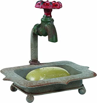 【中古】（非常に良い）Creative Co-op Secret Garden Decorative Iron Soap Holder with Faucet [並行輸入品]