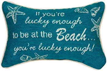 【中古】（非常に良い）Manual 12.5 x 8.5-Inch Decorative Throw Pillow, If You\'re Lucky Enough by Manual Woodworker [並行輸入品]