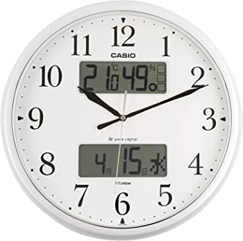 【中古】(非常に良い)CASIO(カシオ) 掛け時計 電波 アナログ ウェーブセプター 常時点灯 生活環境 温度 湿度 カレンダー 表示 シルバー ITM-660NJ-8JF 35x35x5.4cm|GoodLifeStore