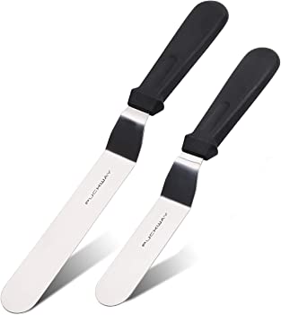 【中古】（非常に良い）PUCKWAY Angled Icing Spatula, Stainless Steel Offset Spatula, Cake Spatula with Bonus of 10 Pastry Bags, Set of 2 Black 6, 20cm 13,524円