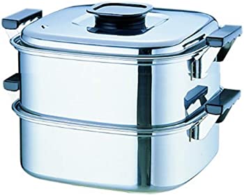 【中古】神子島製作所 桃印 角型蒸器 22cm2段 18-0ステンレス 日本 AMS69222