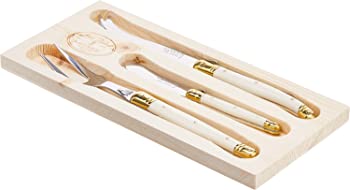 【中古】(未当て嵌める品)Jean Dubost 3-Piece Cheese Knives Set インチ Box, Ivory