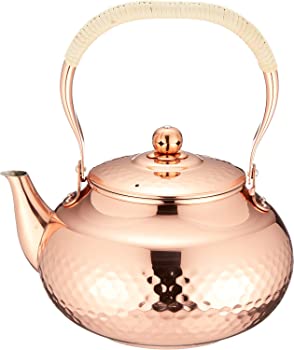 【中古】(未当て嵌める品)新光金属元素 COPPER100 水さし湯沸かし2.0L SC-2009 1932g φ175×H120粍