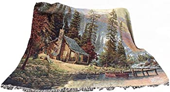 【中古】(未使用品)Manual Thomas Kinkade 60 X 50-InchTapestry Throw, A Peaceful Retreat by Manual Woodworker [並行輸入品]｜GoodLifeStore