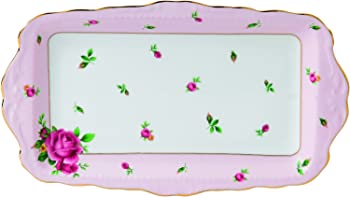【中古】Royal Albert New Country Roses Formal Vintage Rectangular Serving Tray, White by Royal Albert