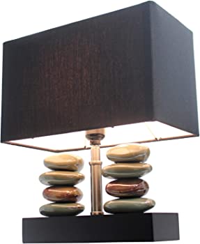 【中古】Elegant Designs LT1036-BLK Rectangular Dual Stacked Stone Ceramic Table Lamp, Black by All The Rages [並行輸入品]