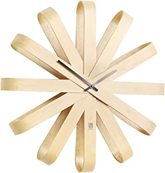 【中古】umbra 掛け時計 おしゃれ ウォールクロック アナログ インテリア ナチュラル RIBBONWOOD 2118071390｜GoodLifeStore