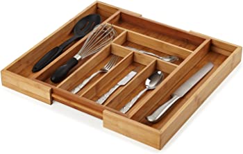 【中古】Organic Bamboo Extendable Drawer, Heim Concept Expandable and Extendable 6 - 8 Slots Organizer Cutlery Tray Layout for Utensils Utility|GoodLifeStore