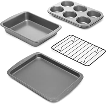 【中古】（非常に良い）Ecolution Bakeins 4-Piece Toaster Oven Bakeware Set - PFOA, BPA, and PTFE Free Non-Stick Coating - Heavy Duty Carbon Steel by Ecolution